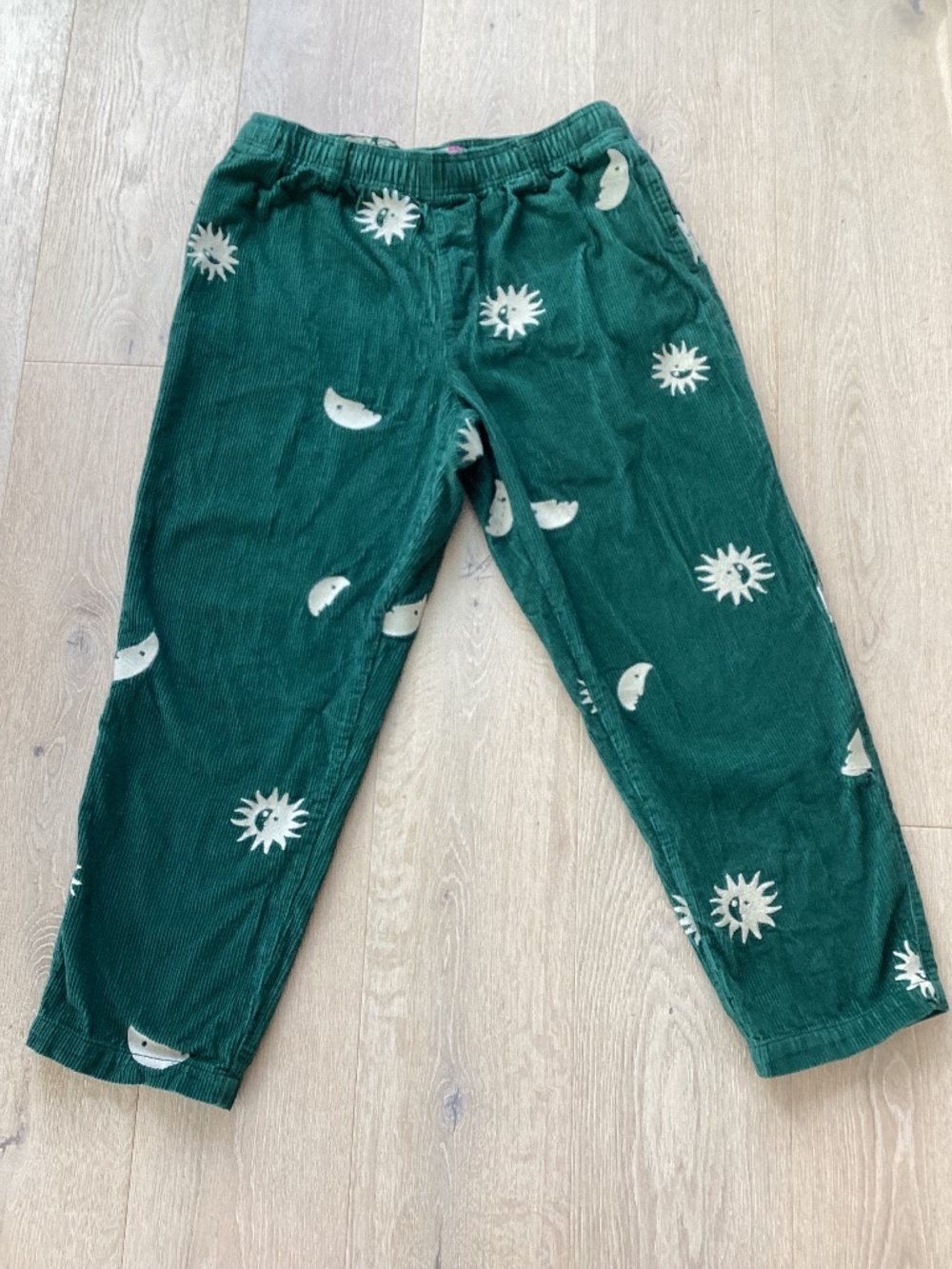 Urban outfitters Large green celestial embroidered pull on corduroy pants